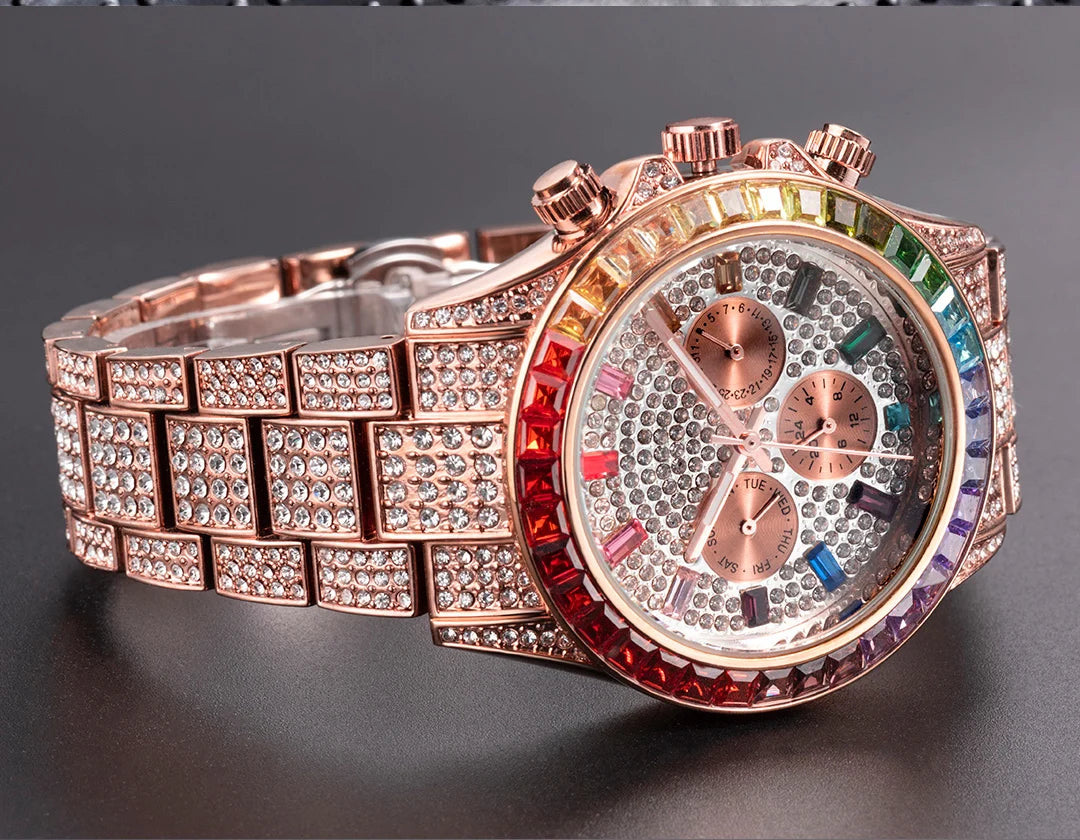 MISSFOX Elite Diamond Encrusted Men's Timepiece