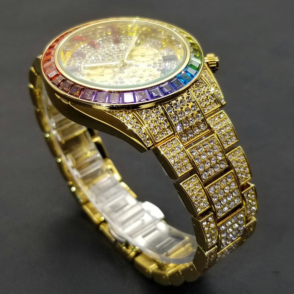 MISSFOX Elite Diamond Encrusted Men's Timepiece