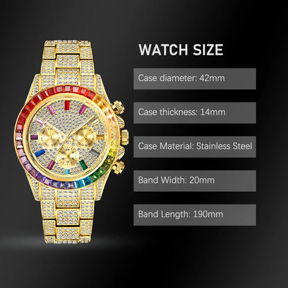 MISSFOX Elite Diamond Encrusted Men's Timepiece