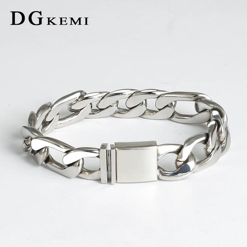 DGKEMI Cuban Chain Silver Bracelets