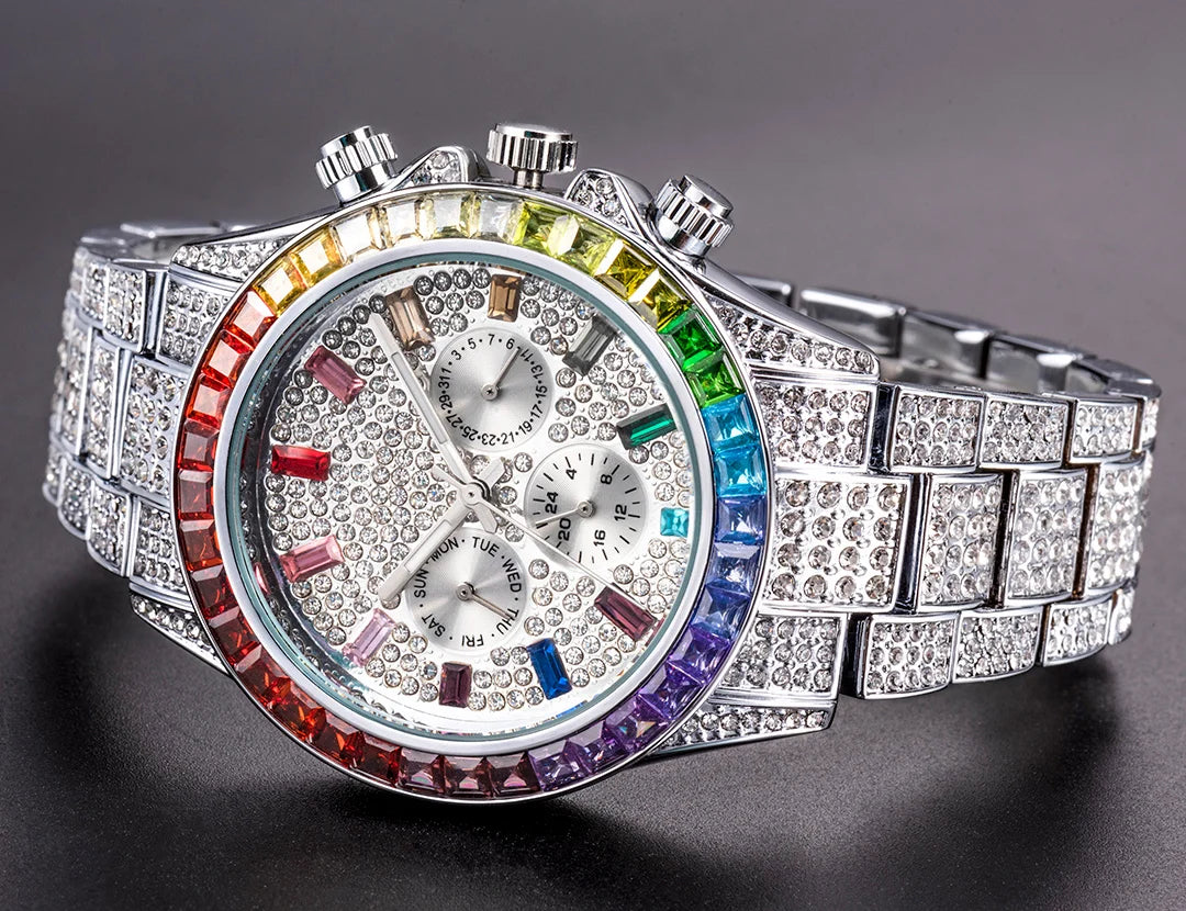 MISSFOX Elite Diamond Encrusted Men's Timepiece