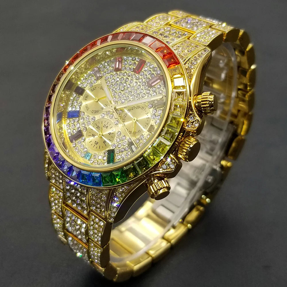 MISSFOX Elite Diamond Encrusted Men's Timepiece