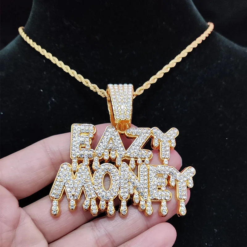 Easy Money Iced Out Bling Cuban Neck chain