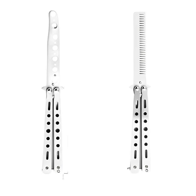 Foldable Comb Stainless Steel Practice Training Butterfly Knife Comb