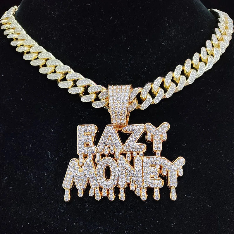 Easy Money Iced Out Bling Cuban Neck chain