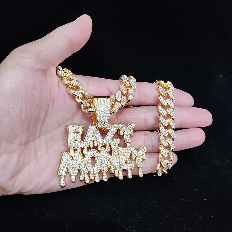 Easy Money Iced Out Bling Cuban Neck chain