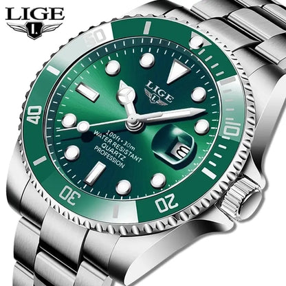 LIGE Men's Luxury Fashion Diver Quartz Watch