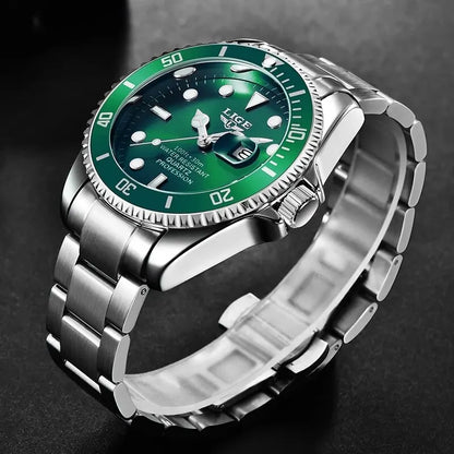 LIGE Men's Luxury Fashion Diver Quartz Watch