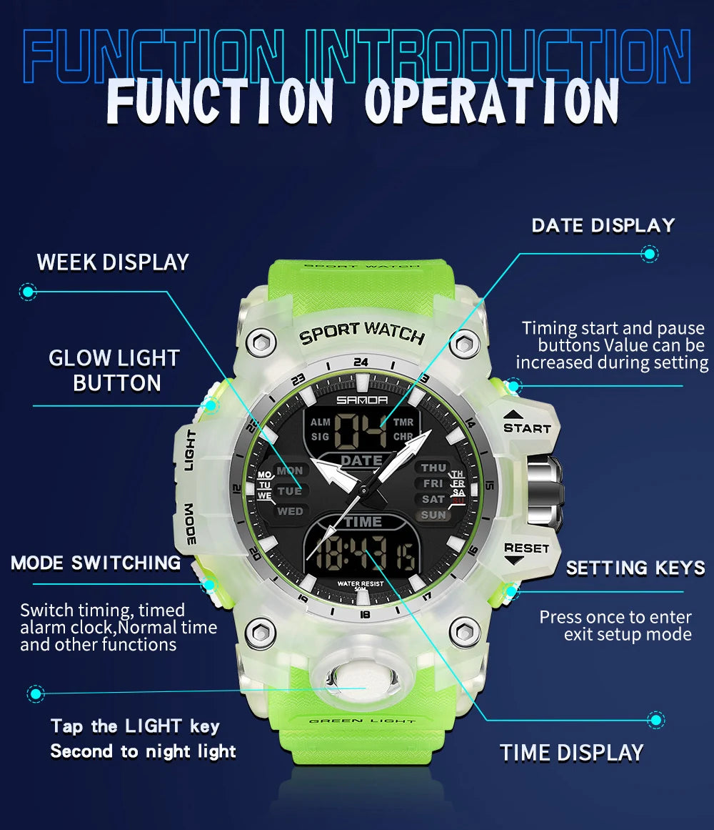 SANDA Military Dual Display Sports Watch